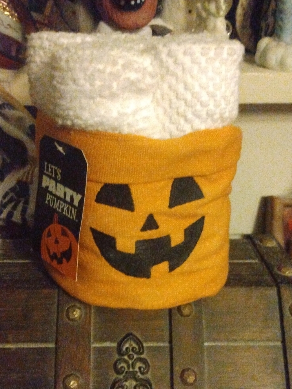 Pumpkin Washcloth Set 6 Pc Orange & White NWT